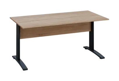 EPK 28 - 16 stůl kancelářský, kovová podnož černá, deska 25 mm, široký 1600 mm, dub bardolino